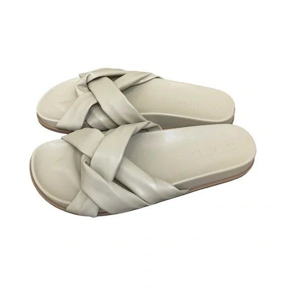 Anthropologie Silent D Cream Helena Slip On Flat Strap Sandals Size 40/9-9.5 - Picture 4 of 9